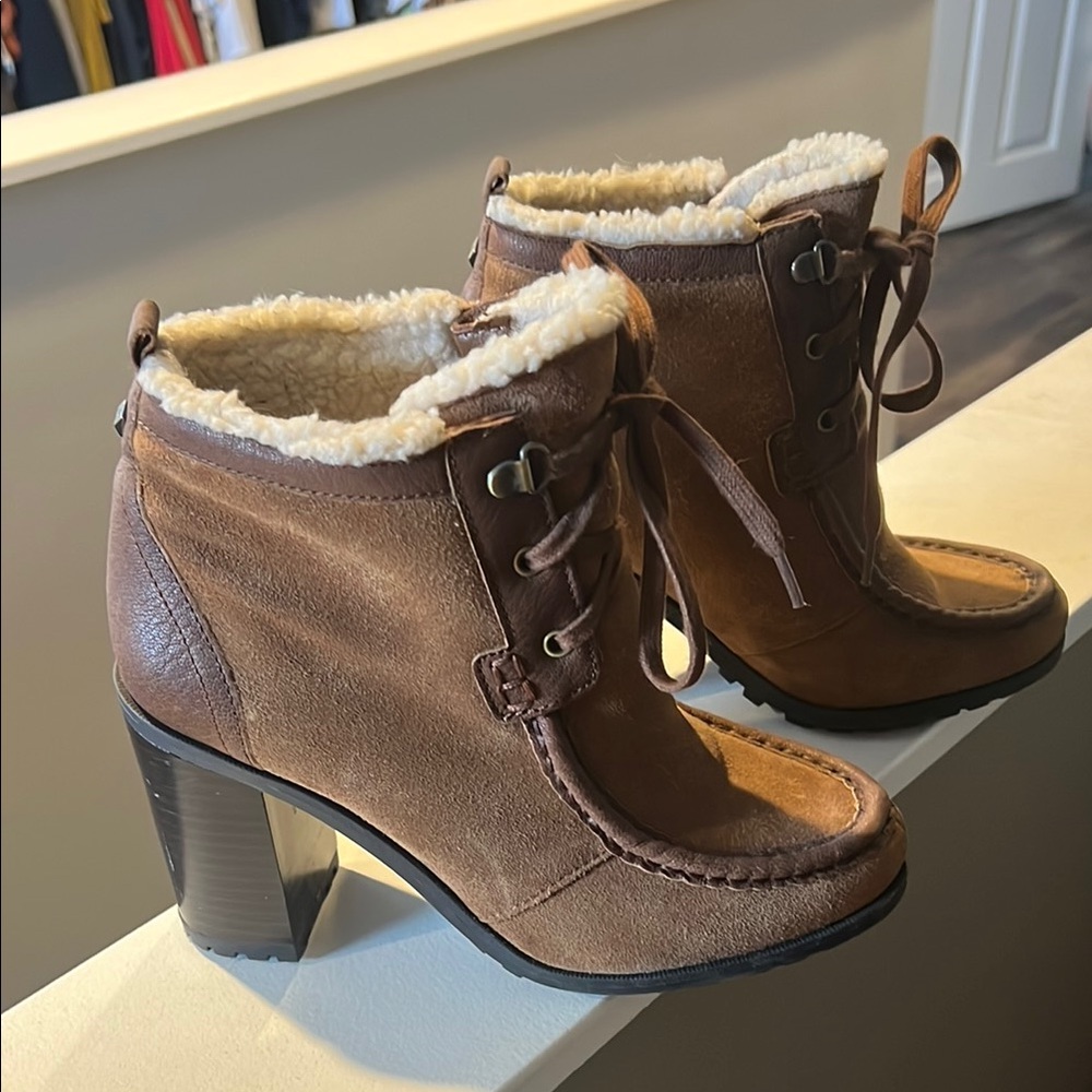 Women's Brown Lace-Up Ankle Boots Sam Edelman